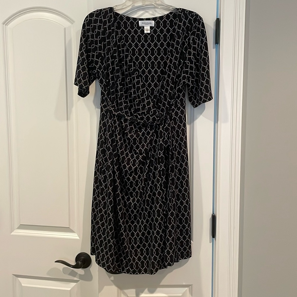 Black and white wrap Motherhood Maternity Dress